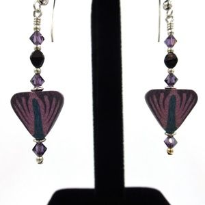 Purple & Blue Fimo/ Swarovski Crystal Earrings